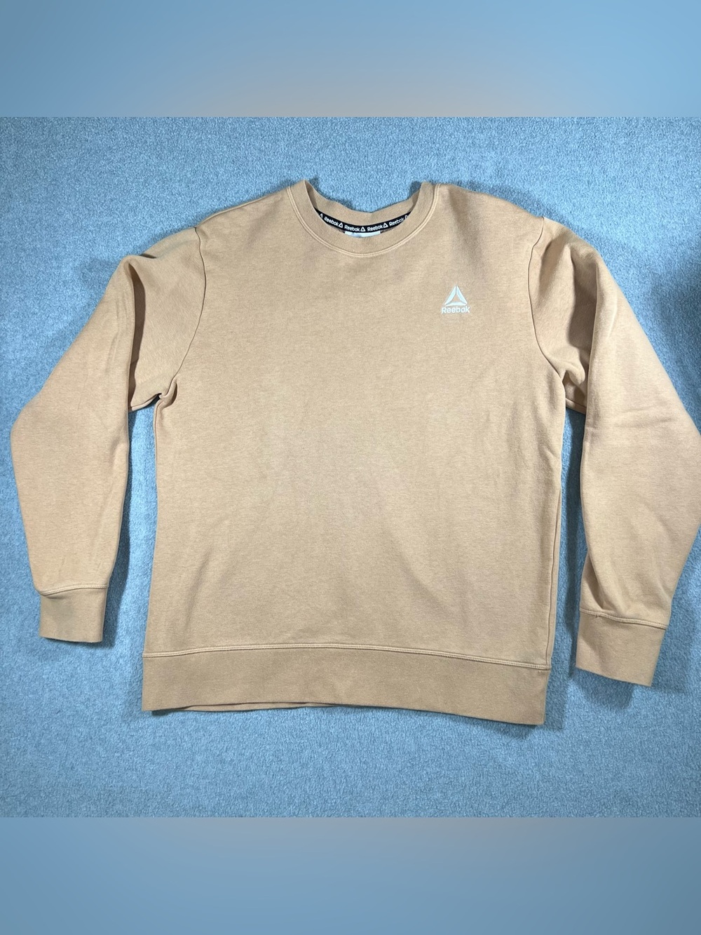 Reebok Men's Pullover Sweater Crew Neck Brown Beige Cotton Blend M